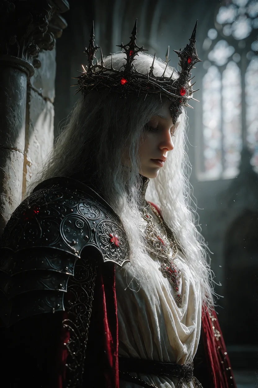 Civitai #143463647: Gothic Sacred Knight - Melancholy Baroque & Crown of Thorns - Krea 2 DiT ComfyUI workflow artwork