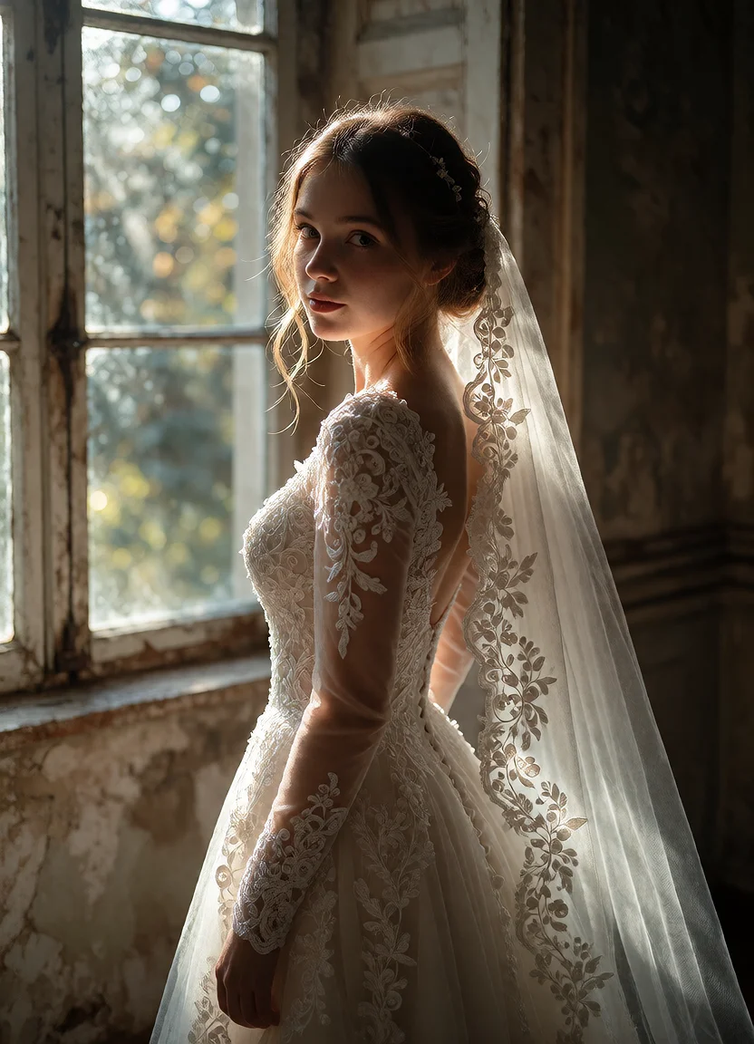 Civitai #144280384 Slavic Bride: Lo-Fi Wedding Snapshot & Floral Lace
